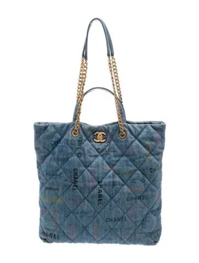 Pre-owned Chanel Denim Mood Shopping Tote In Blue