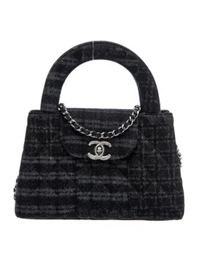 Pre-owned Chanel Denim Nano Kelly Shopper In Black