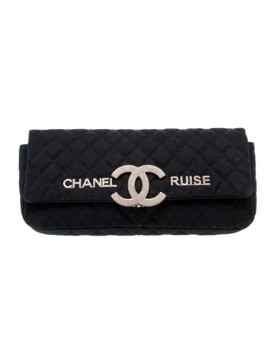 Pre-owned Chanel Denim Quilted Cruise Clutch In Blue