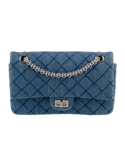 Pre-owned Chanel Denim Reissue 225 Double Flap Bag In Blue