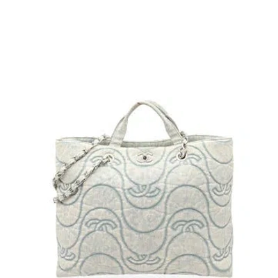 Pre-owned Chanel Denim Shopping Tote In Blue