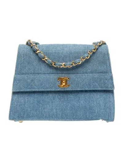 Pre-owned Chanel Denim Shoulder Bag In Blue