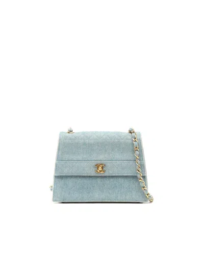 Chanel Denim Straight Flap Bag In Blue