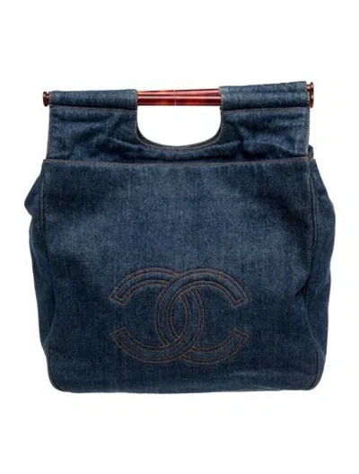 Pre-owned Chanel Denim Timeless Cc Tote In Blue