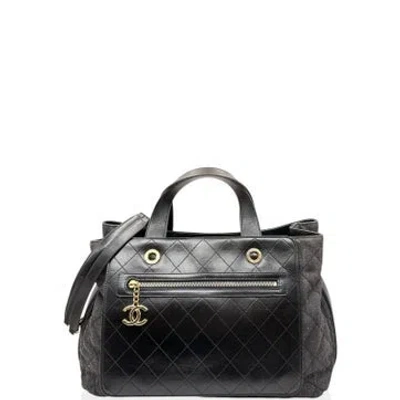 Pre-owned Chanel Denim Tote In Black