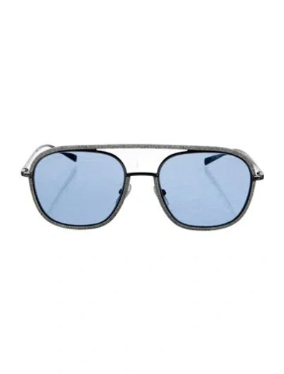 Pre-owned Chanel Denim Trimmed Interlocking Cc Logo Sunglasses In Blue