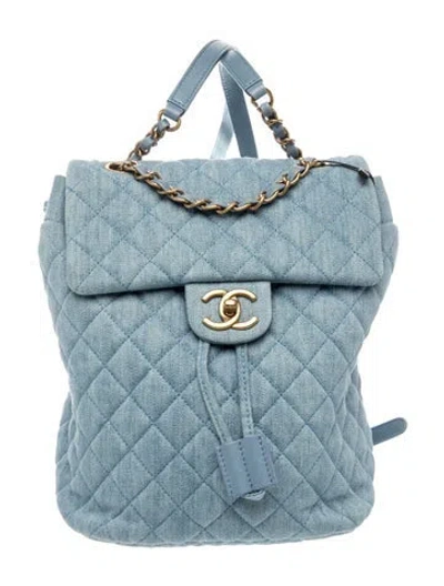 Pre-owned Chanel Denim Urban Spirit Backpack In Blue
