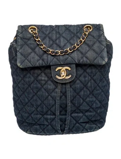 Pre-owned Chanel Denim Urban Spirit Backpack In Blue