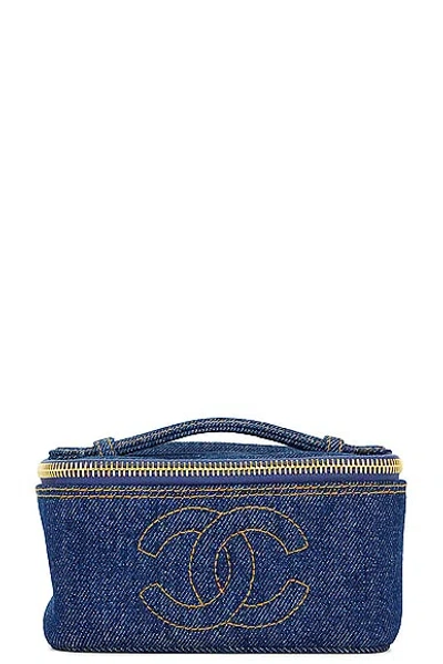 Chanel Denim Vanity Bag In Dark Blue