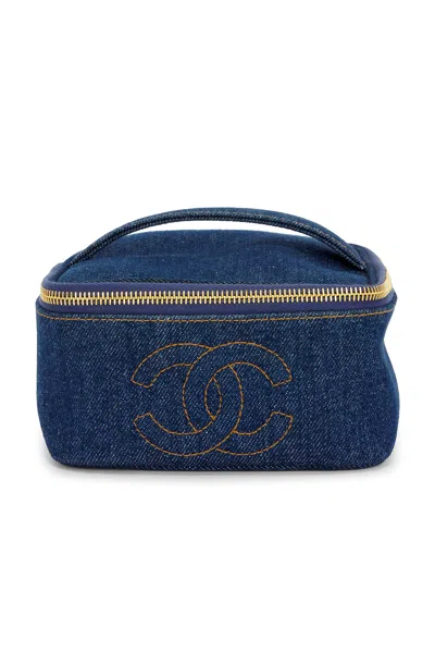 Pre-owned Chanel Denim Vanity Case In Blue