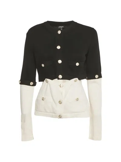 Pre-owned Chanel Detachable Button Jacket In Black