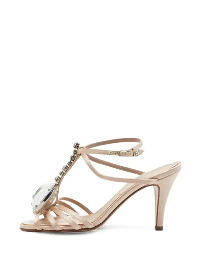 Pre-owned Chanel Diamante Crystal-embellished Slingback Sandals In Neutral
