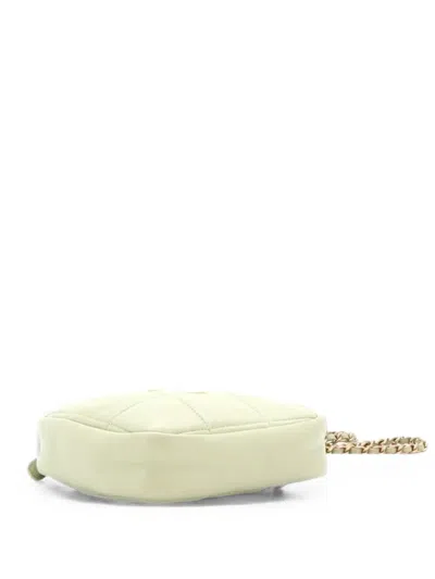 Pre-owned Chanel Diamond Chain Quilted Lambskin Small Crossbody Bag In Green