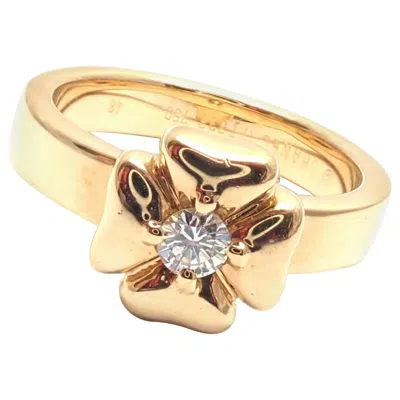 Pre-owned Chanel Diamond Four Leaf Clover Yellow Gold Band Ring