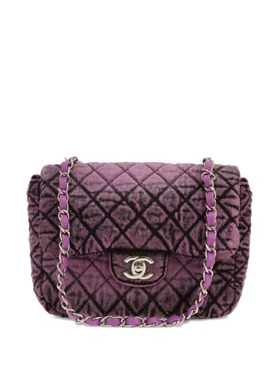 Pre-owned Chanel Diamond-quilted Denim Cross Body Bag In Purple
