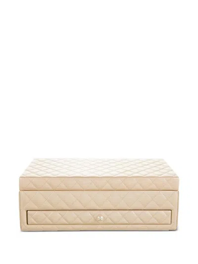 Pre-owned Chanel Diamond-quilted Jewellery Box In Neutrals