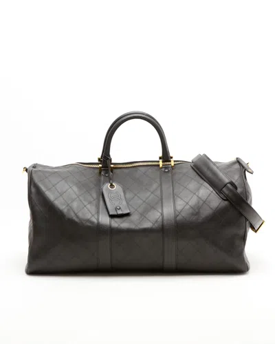 Pre-owned Chanel Diamond Stitch Quilted Weekend Bag In Black
