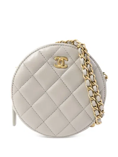 Pre-owned Chanel Diamond-quilted Mini Bag In Gray