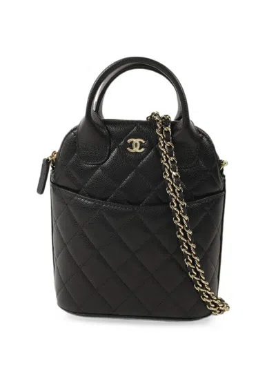 Pre-owned Chanel Diamond-quilted Tote Bag In Black