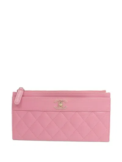 Pre-owned Chanel Diamond-quilted Wallet In Pink