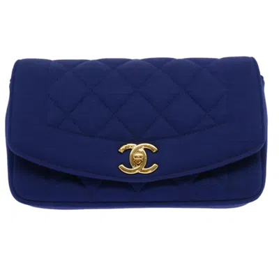 Pre-owned Chanel Diana Canvas Shoulder Bag () In Blue