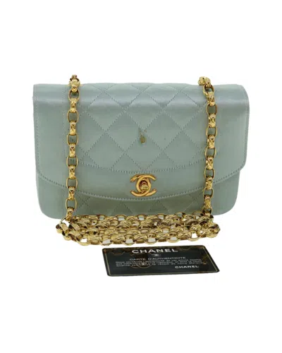 Pre-owned Chanel Diana Matelasse Shoulder Bag Satin Light Blue Cc Auth 33325a
