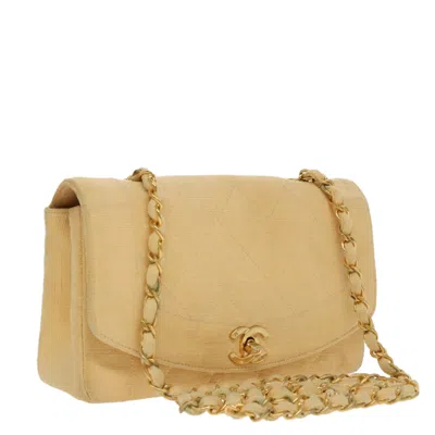 Pre-owned Chanel Diana Yellow Canvas Shoulder Bag ()