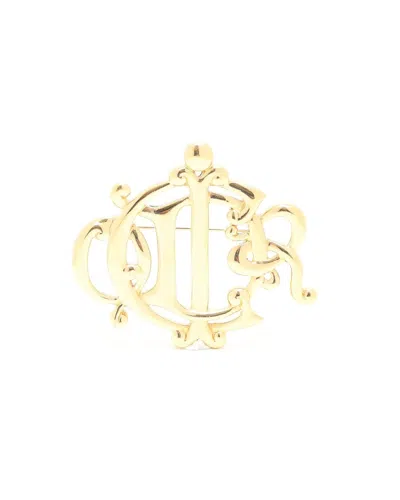Pre-owned Chanel Dior Logo Brooch In Gold