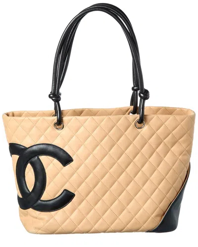 Pre-owned Chanel Dnu Inv  Black Quilted Calfskin Leather Large Cambon Tote (authentic Pre-loved)