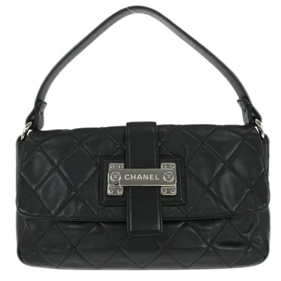 Pre-owned Chanel Door Latch Flap Shoulder Bag Quilted Leather Black Leather Handbag ()