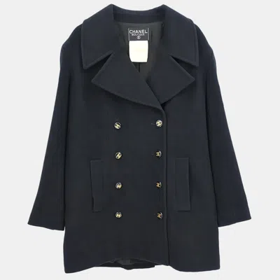 Pre-owned Chanel Double Breasted Coat Black 93a #40
