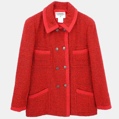 Pre-owned Chanel Double Breasted Jacket Red 97a F 40