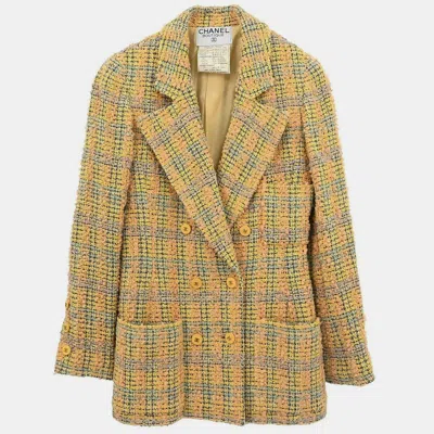 Pre-owned Chanel Double Breasted Jacket Tweed Yellow 94a #36