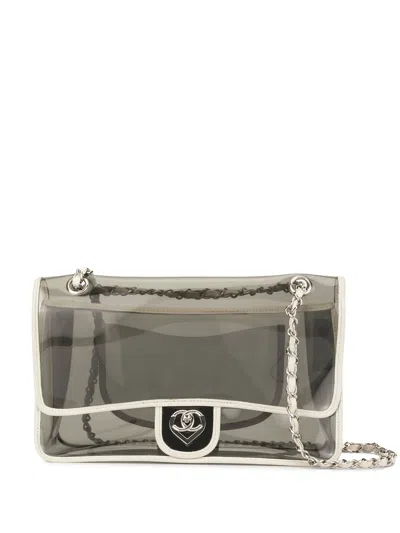 Pre-owned Chanel Double Chain Shoulder Bag In 白色