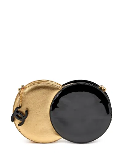 Pre-owned Chanel Double Circle Metallic Clutch Bag In Gold