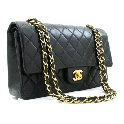 Pre-owned Chanel Double Flap Black Leather Shoulder Bag ()