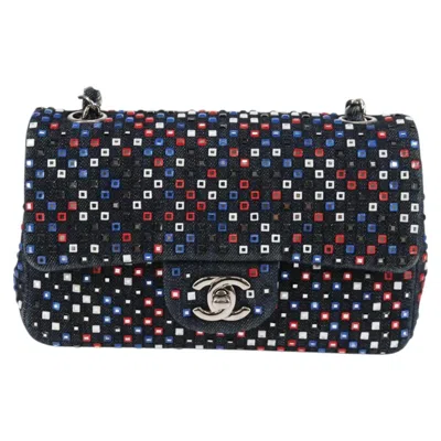 Pre-owned Chanel Double Flap Navy Denim - Jeans Shoulder Bag () In Blue