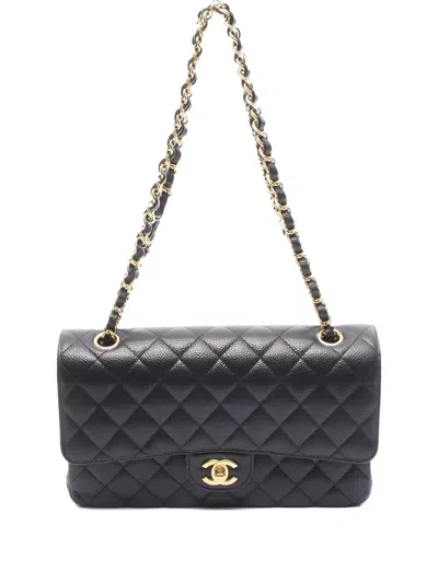 Pre-owned Chanel Double Flap Shoulder Bag In Black