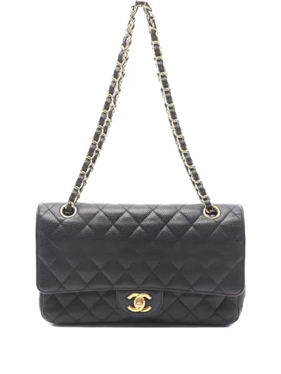 Pre-owned Chanel Double Flap Shoulder Strap In Black