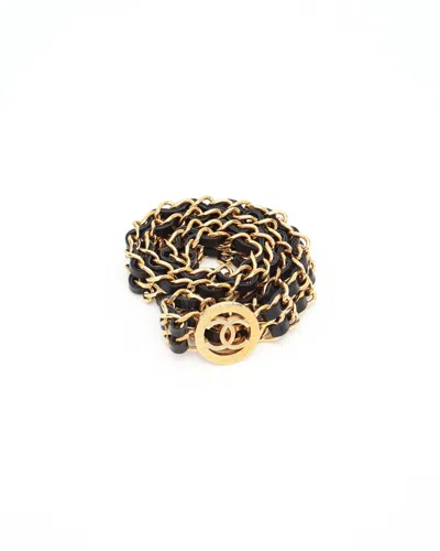 Pre-owned Chanel Double Leather Chain Belt, Size 75 In Multi