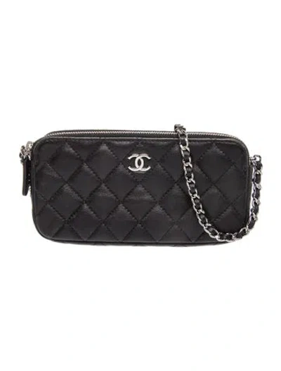 Pre-owned Chanel Double Zip Clutch In Black