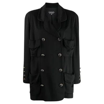 Pre-owned Chanel Double-breasted Cashmere Blazer In Black