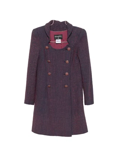 Pre-owned Chanel Double-breasted Coat In Purple