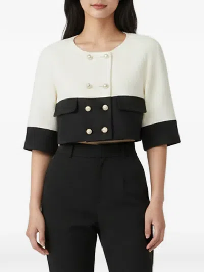 Pre-owned Chanel Double-breasted Tweed Cropped Jacket In Black