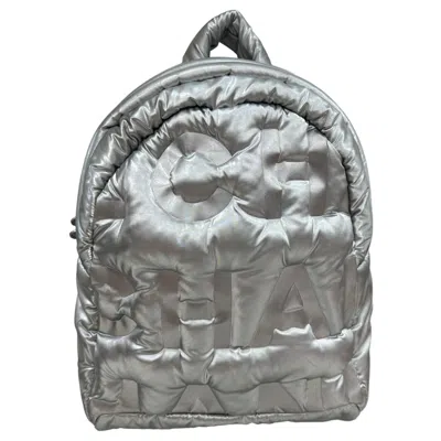 Pre-owned Chanel Doudone Silver Nylon And Fabric Backpack