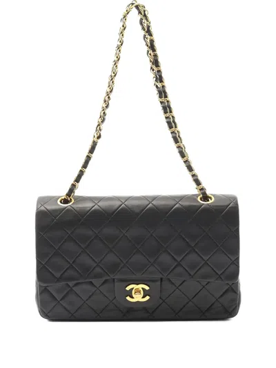 Pre-owned Chanel Douple Flap Shoulder Bag In Black