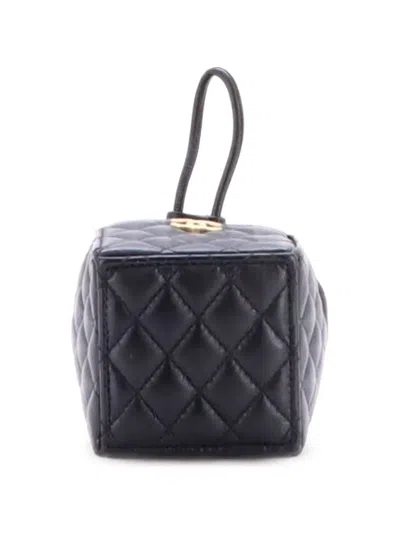 Pre-owned Chanel Drawstring Square Quilted Calfskin Mini Bucket Bag In Black