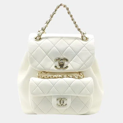 Pre-owned Chanel Duma Backpack In White
