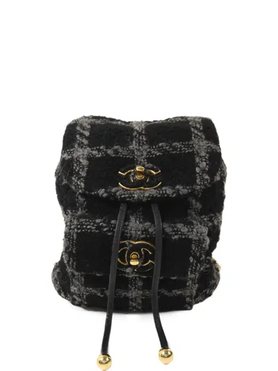 Pre-owned Chanel Duma Cc Turn-lock Backpack In Black