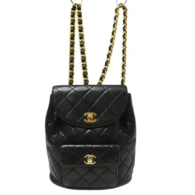 Pre-owned Chanel Duma Drawstring Quilted Leather Black Leather Backpack Bag ()